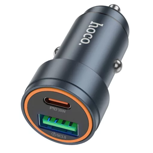 Hoco autós töltő USB-A + USB-C PD QC3.0 3A 30W Z57A fém szürke