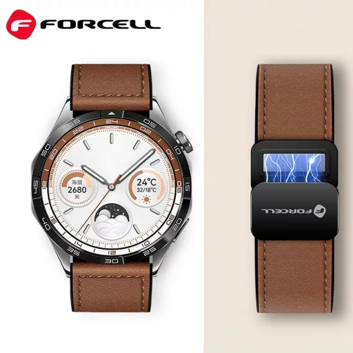 Forcell F-Design FS20 mágneses eco-bőr szíj Samsung Galaxy Watch 22 mm barna