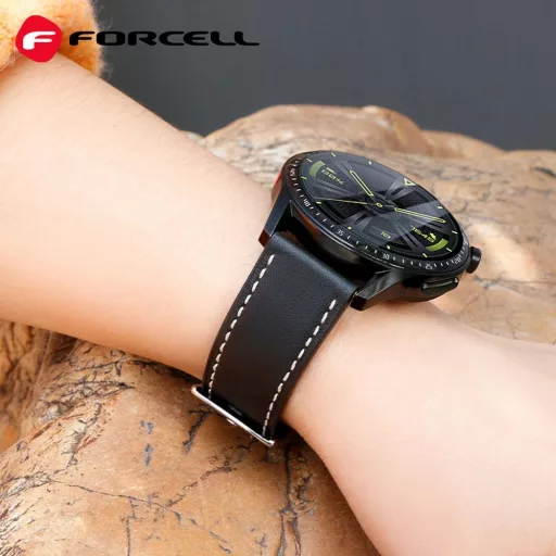 Forcell F-Design FS21 perforált eco-bőr szíj Samsung Galaxy Watch 20 mm barna