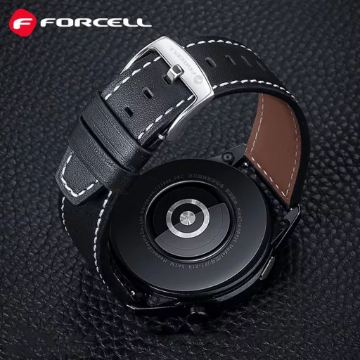 Forcell F-Design FS21 perforált eco-bőr szíj Samsung Galaxy Watch 22 mm fekete