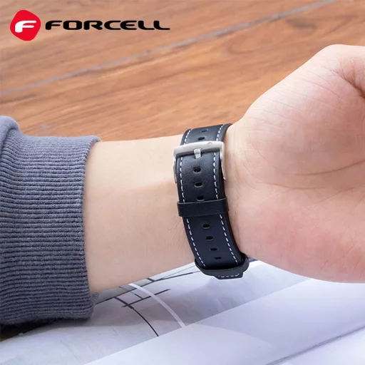 Forcell F-Design FS21 perforált eco-bőr szíj Samsung Galaxy Watch 22 mm fekete