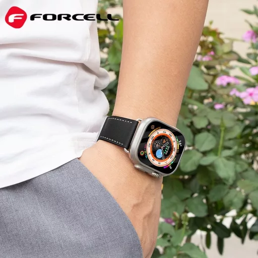 Forcell F-Design FA20 perforált eco-bőr szíj Apple Watch 38 / 40 / 41 mm fekete