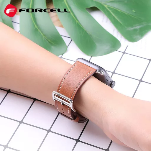 Forcell F-Design FA20 perforált eco-bőr szíj Apple Watch 42 / 44 / 45 / 49 mm barna