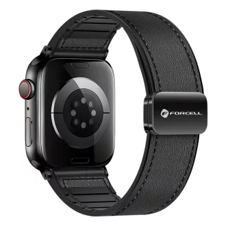   Forcell F-Design FA21 mágneses eco-bőr szíj Apple Watch 38 / 40 / 41 mm fekete