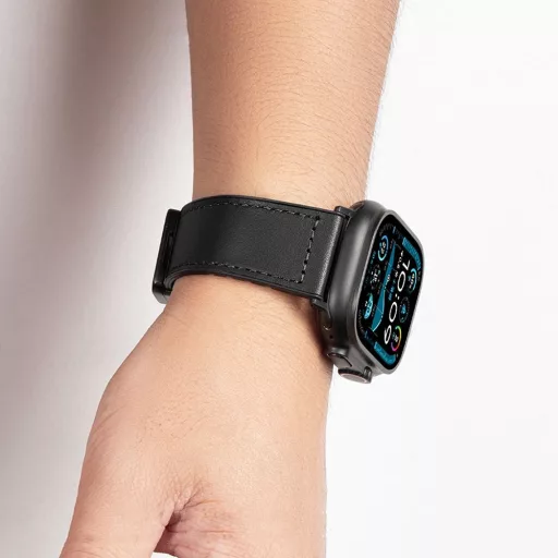 Forcell F-Design FA21 mágneses eco-bőr szíj Apple Watch 42 / 44 / 45 / 49 mm fekete