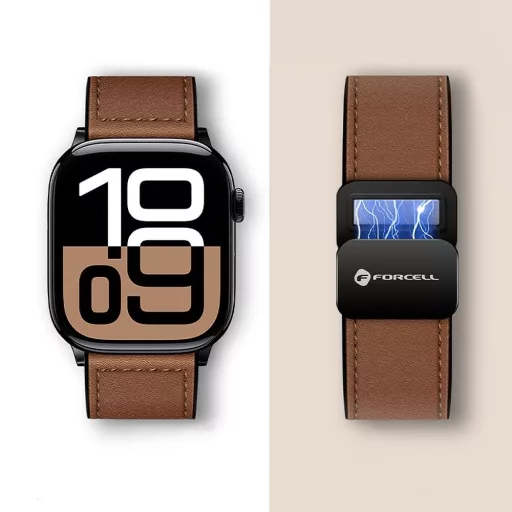 Forcell F-Design FA21 mágneses eco-bőr szíj Apple Watch 42 / 44 / 45 / 49 mm fekete