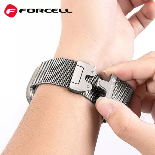 Forcell F-Design FA11 acél csatos szíj Apple Watch 38 / 40 / 41 mm ezüst