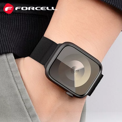 Forcell F-Design FA14 mágneses acél szíj Apple Watch 42 / 44 / 45 / 49 mm fekete