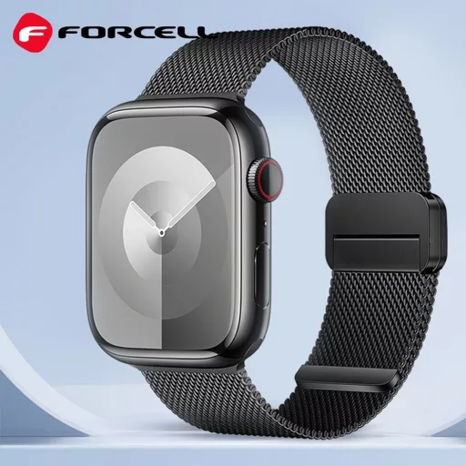 Forcell F-Design FA14 mágneses acél szíj Apple Watch 42 / 44 / 45 / 49 mm fekete