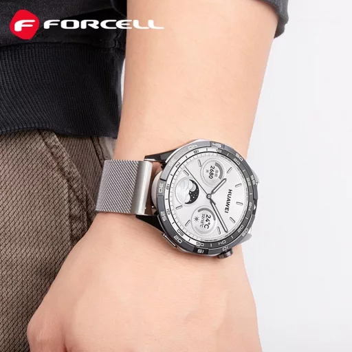 Forcell F-Design FS11 mágneses acél szíj Samsung Galaxy Watch 22 mm ezüst