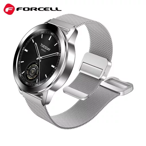 Forcell F-Design FS11 mágneses acél szíj Samsung Galaxy Watch 22 mm ezüst