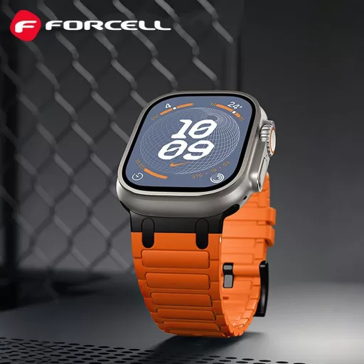 Forcell F-Design FA06 szilikon szíj lyukakkal Apple Watch 38 / 40 / 41 mm narancs