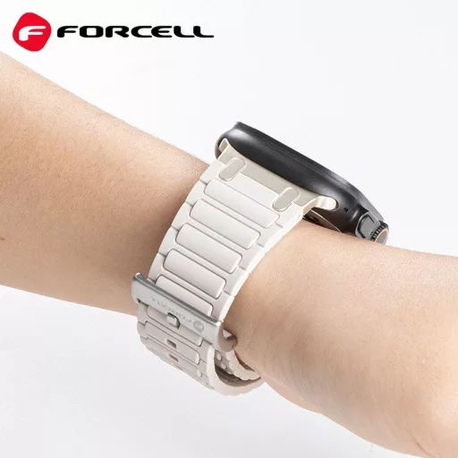 Forcell F-Design FA06 szilikon szíj lyukakkal Apple Watch 42 / 44 / 45 / 49 mm fehér