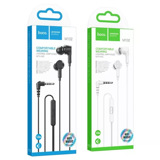 Hoco M102 vezetékes fülhallgató jack 3,5 mm fehér