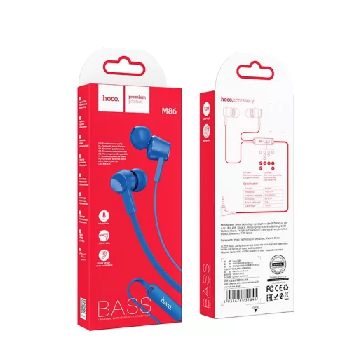 Hoco M86 vezetékes fülhallgató jack 3,5 mm kék