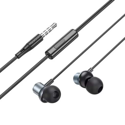 Hoco vezetékes fülhallgató 3,5 mm jack M110 metal szürke