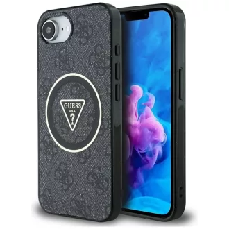   GUESS tok iPhone 16e (SE 4 2025) Magsafe kompatibilis GUHMPSE4HG4PRTGK (IML Metal Glitter 4G Circle Triangle) fekete