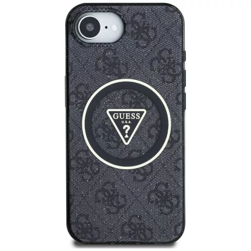 GUESS tok iPhone 16e (SE 4 2025) Magsafe kompatibilis GUHMPSE4HG4PRTGK (IML Metal Glitter 4G Circle Triangle) fekete