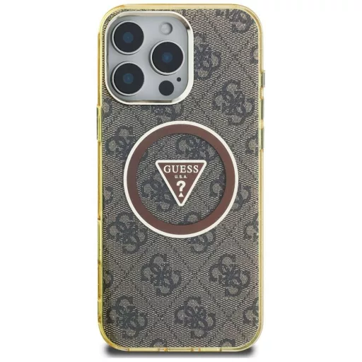GUESS tok iPhone 16 Pro Magsafe kompatibilis GUHMP16LHG4PRTGW (IML Metal Glitter 4G Circle Triangle) barna