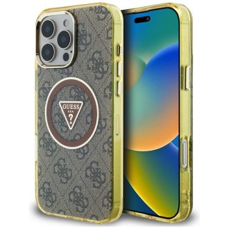   GUESS tok iPhone 16 Pro Max Magsafe kompatibilis GUHMP16XHG4PRTGW (IML Metal Glitter 4G Circle Triangle) barna
