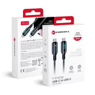   Forcell F-Energy USB-C – USB-C töltőkábel Digital C274 QC4.0 PD 3A 60W 1,2 m fekete