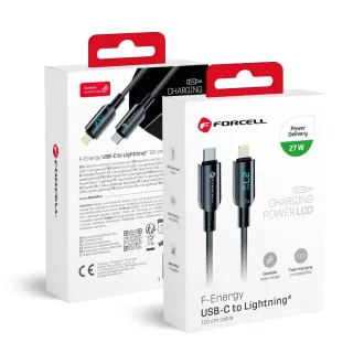   Forcell F-Energy USB-C – Lightning töltőkábel Digital C276 PD 3A 27W 1,2 m fekete