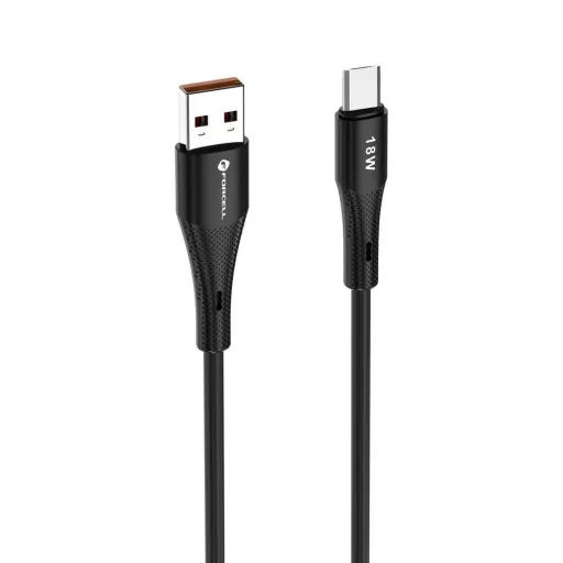 Forcell F-Energy USB-A – Micro USB töltőkábel QC3.0 Silicone C341 2,4A 18W 1 m fekete
