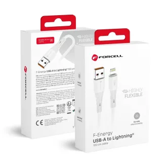   Forcell F-Energy USB-A – Lightning töltőkábel Silicone C343 2,4A 12W 1 m fehér