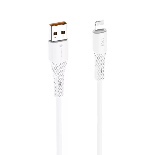 Forcell F-Energy USB-A – Lightning töltőkábel Silicone C343 2,4A 12W 1 m fehér