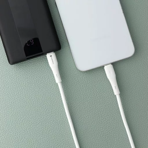 Forcell F-Energy USB-C – USB-C töltőkábel Silicone C344 QC4.0 PD 3A 60W 1 m fehér