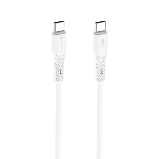 Forcell F-Energy USB-C – USB-C töltőkábel Silicone C344 QC4.0 PD 3A 60W 1 m fehér