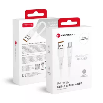   Forcell F-Energy USB-A – Micro USB töltőkábel QC3.0 Silicone C341 2,4A 18W 1 m fehér