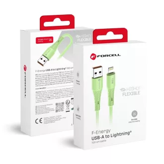   Forcell F-Energy USB-A – Lightning töltőkábel Silicone C343 2,4A 12W 1 m zöld