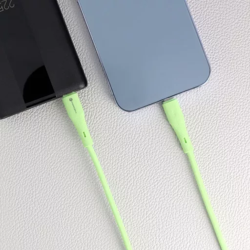 Forcell F-Energy USB-C – Lightning töltőkábel Silicone C346 PD 3A 27W 1 m zöld
