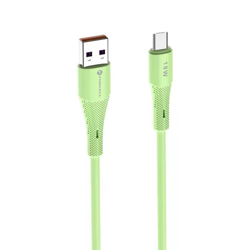 Forcell F-Energy USB-A – Micro USB töltőkábel QC3.0 Silicone C341 2,4A 18W 1 m zöld