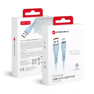   Forcell F-Energy USB-A – Lightning töltőkábel Silicone C343 2,4A 12W 1 m kék