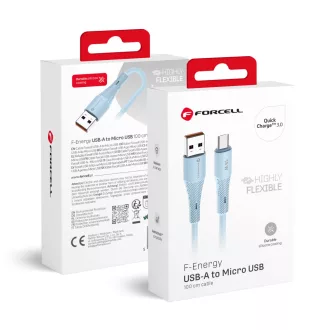   Forcell F-Energy USB-A – Micro USB töltőkábel QC3.0 Silicone C341 2,4A 18W 1 m kék