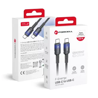  USB-C – USB-C töltőkábel Forcell F-Energy QC4.0 PD 5A 100W Gradient 1 m C357 fekete