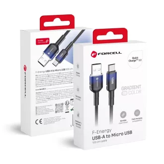   Forcell F-Energy USB-A – Micro USB töltőkábel QC3.0 Gradient C351 2,4A 18W 1 m fekete