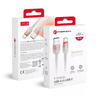   Forcell F-Energy USB-A – USB-C töltőkábel QC4.0 Gradient C352 3A 66W 1 m fehér