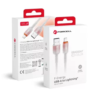   Forcell F-Energy USB-A – Lightning töltőkábel Gradient C353 2,4A 12W 1 m fehér