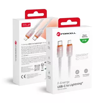   Forcell F-Energy USB-C – Lightning töltőkábel Gradient C356 PD 3A 27W 1 m fehér