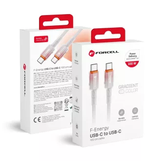   USB-C – USB-C töltőkábel Forcell F-Energy QC4.0 PD 5A 100W Gradient 1 m C357 fehér