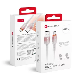   Forcell F-Energy USB-A – Micro USB töltőkábel QC3.0 Gradient C351 2,4A 18W 1 m fehér
