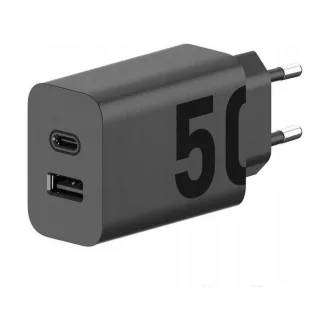   Motorola eredeti hálózati töltő USB-C + USB-A 50W MC502/509 fekete bulk
