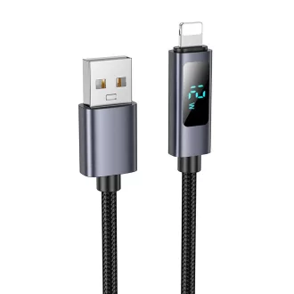   Hoco USB-A – Lightning töltőkábel X112 kijelzővel 2,4A 1 m fekete