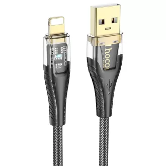   Hoco USB-A – Lightning töltőkábel U121 2,4A 1,2 m fekete-átlátszó