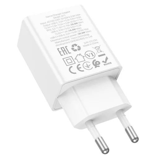Hoco hálózati töltő USB-A + USB-C QC3.0 PD AFC 3A 30W N71 fehér