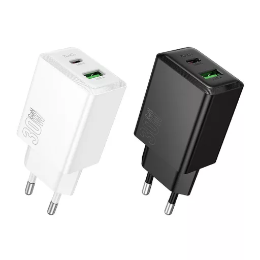 Hoco hálózati töltő USB-A + USB-C QC3.0 PD AFC 3A 30W N71 fehér