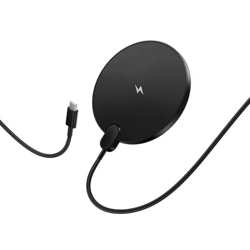 Hoco vezeték nélküli töltő USB-C kábellel és digitális kijelzővel 15W CW62 fekete